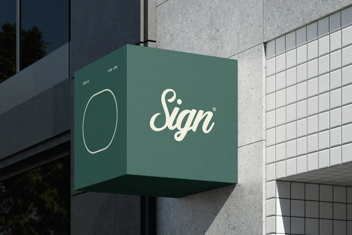 Outdoor Cube Sign Mockup