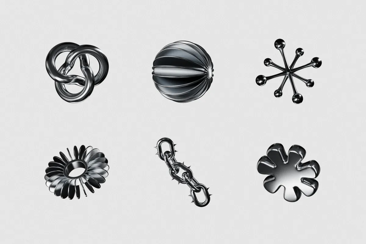 Chrome Matter: Sculptural 3D Chrome Elements