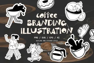 Cafe Sticker Illustrations