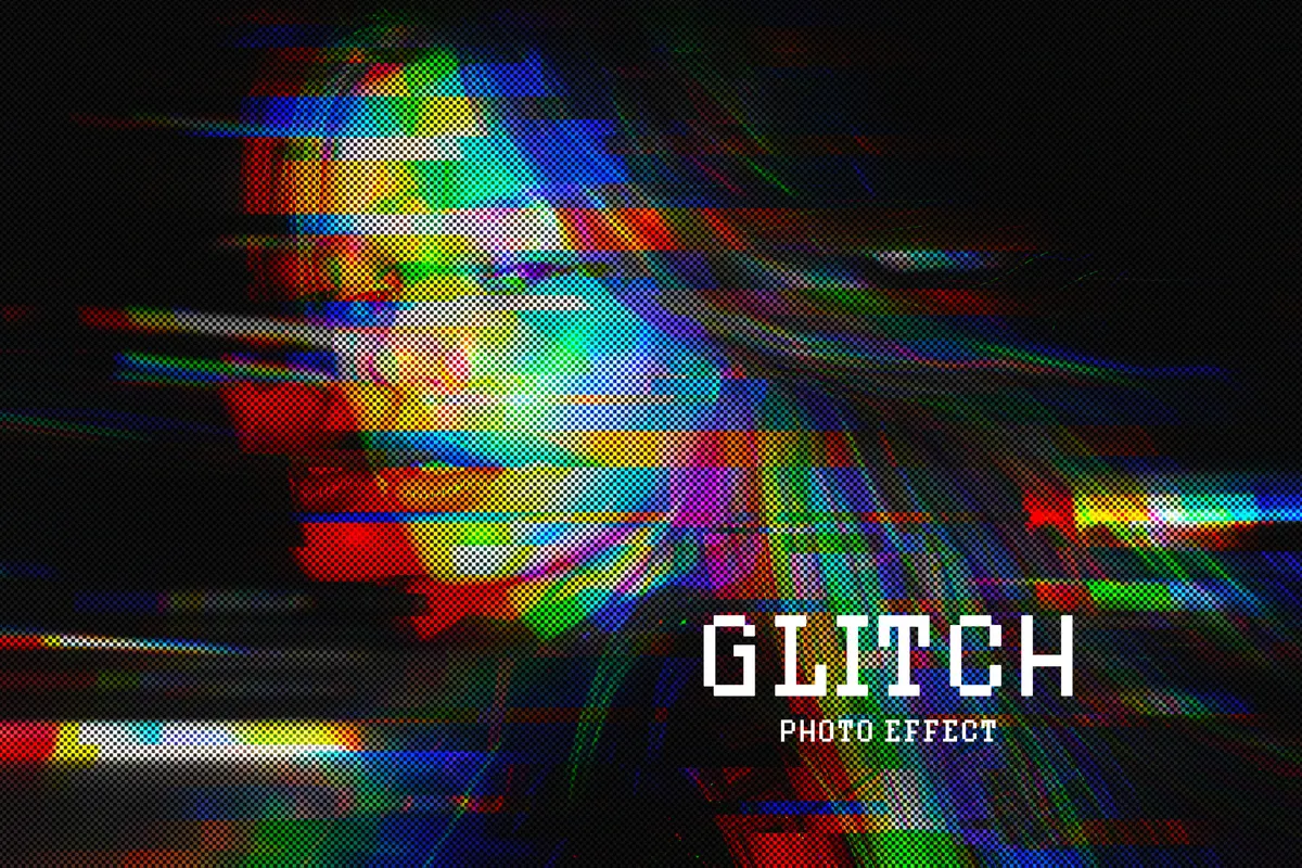 Halftone Glitch Photo Effect