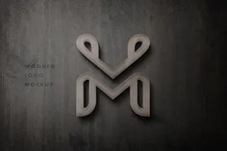 3D Wooden Sign Logo Mockup