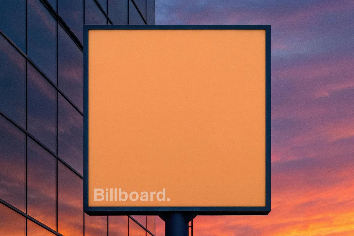 Square Billboard at Sunset Mockup