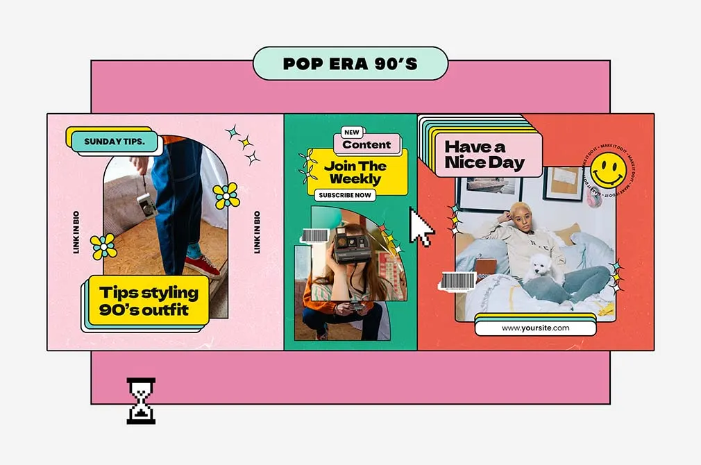 90s Pop Era Instagram Templates