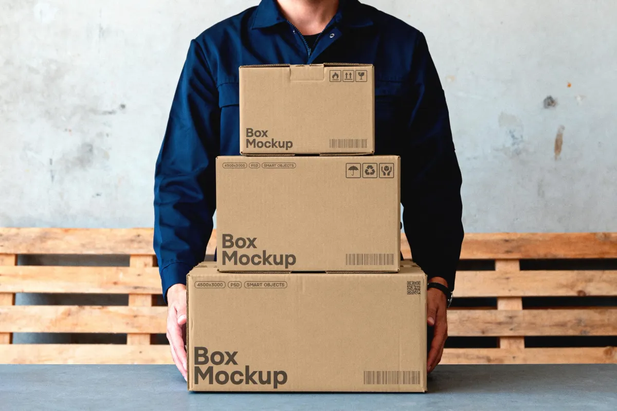Shipping Box Mockup in Hands