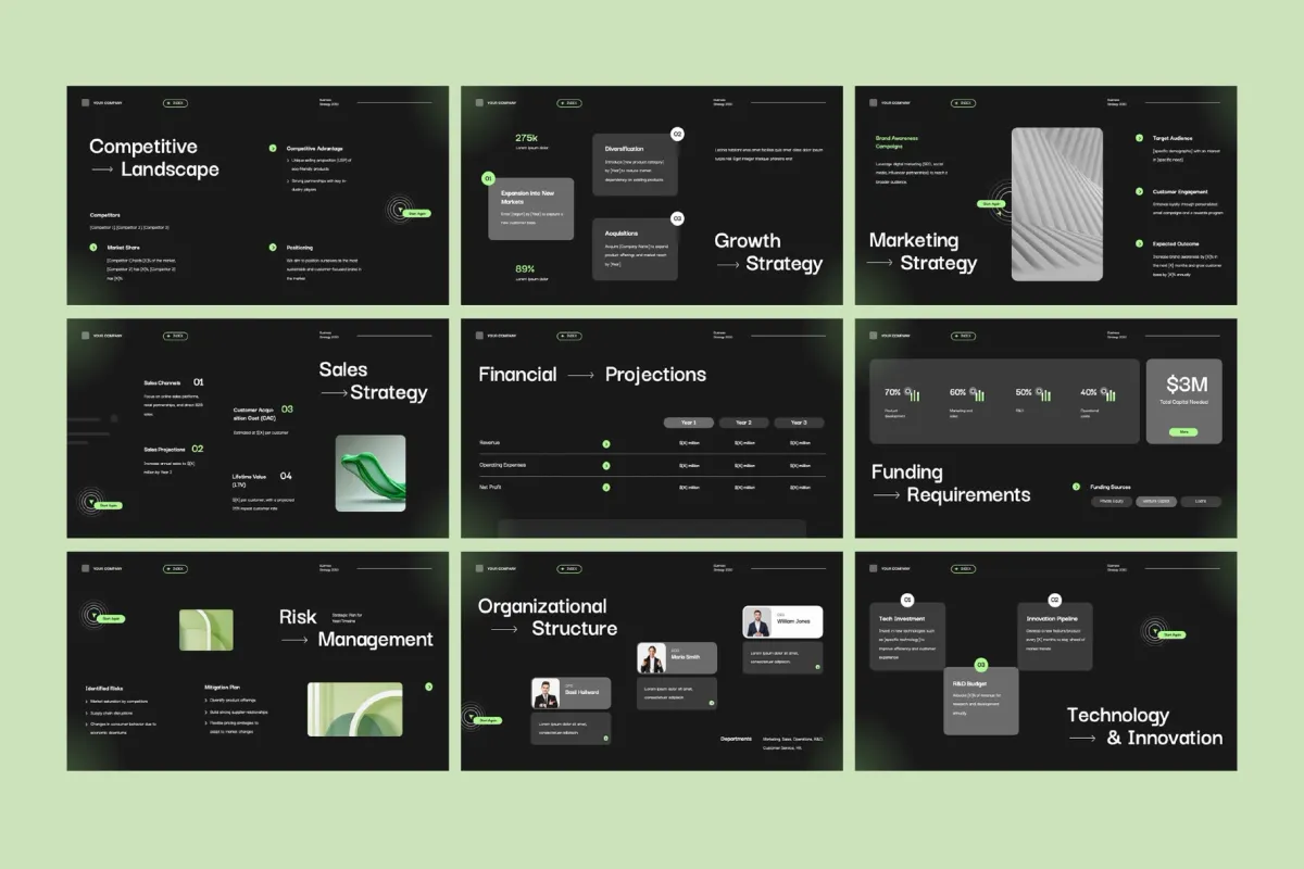 Black&Green Business Strategy G-Slides Template