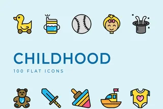 Childhood Flat Icons Set