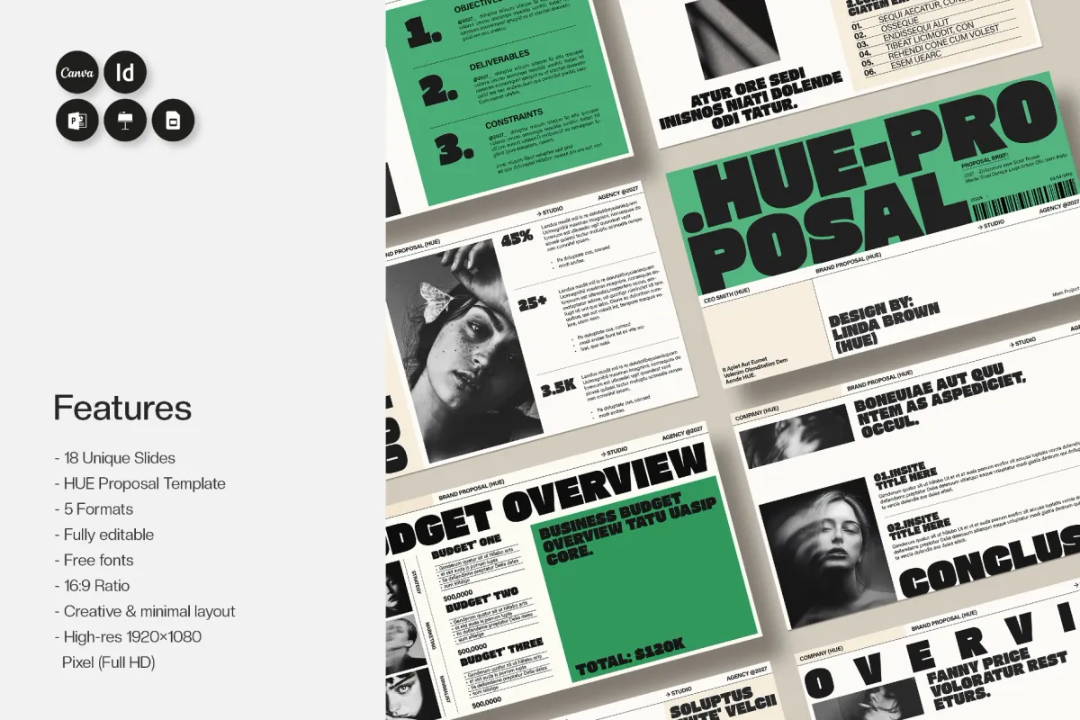 HUE - Brand Proposal Presentation Template