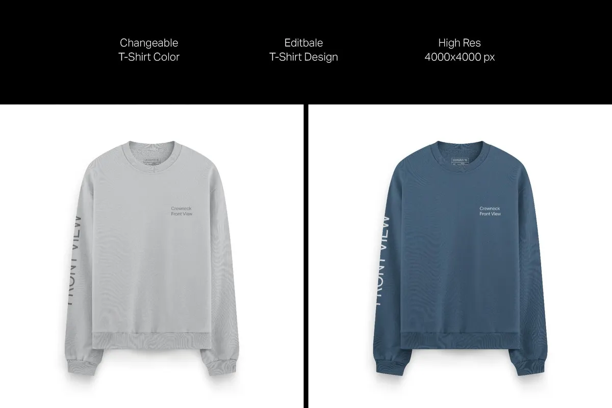 Crewneck Sweatshirt Mockup — Front View