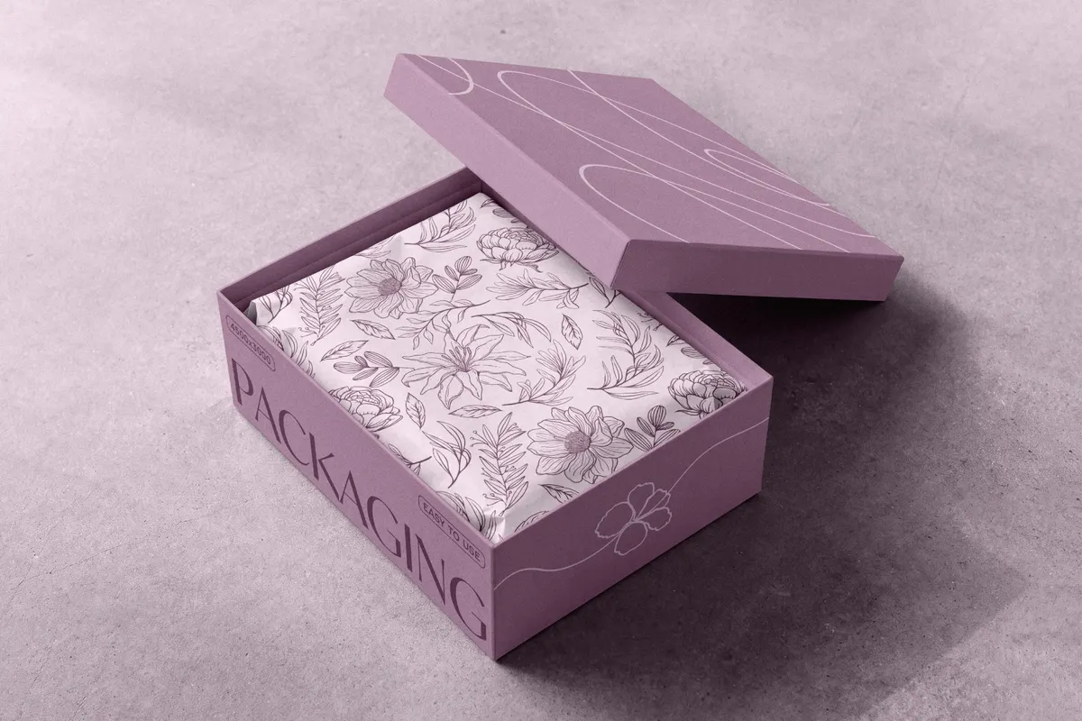 Gift Box & Tissue Paper Mockup