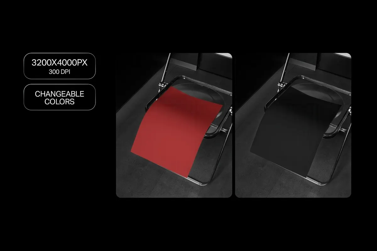 A3 Poster On Plastic Chair Mockup