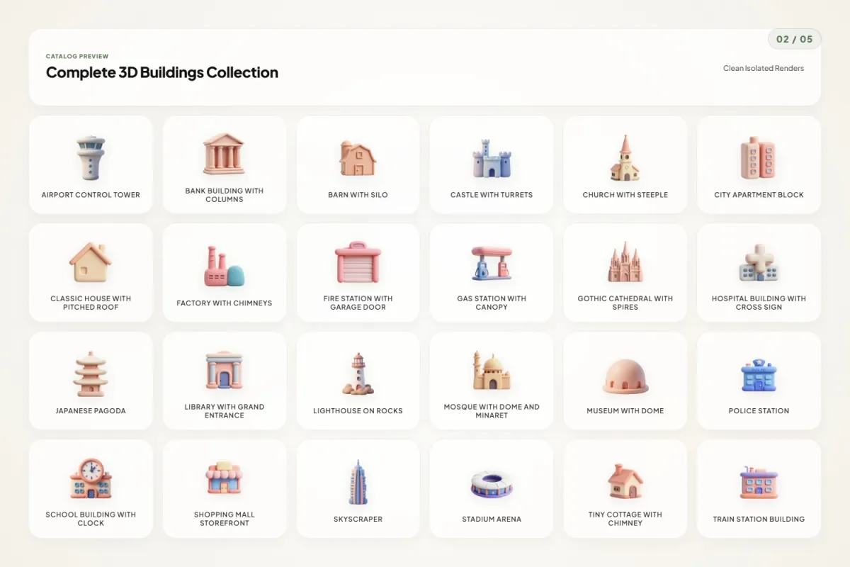 3D Building Icons Pack