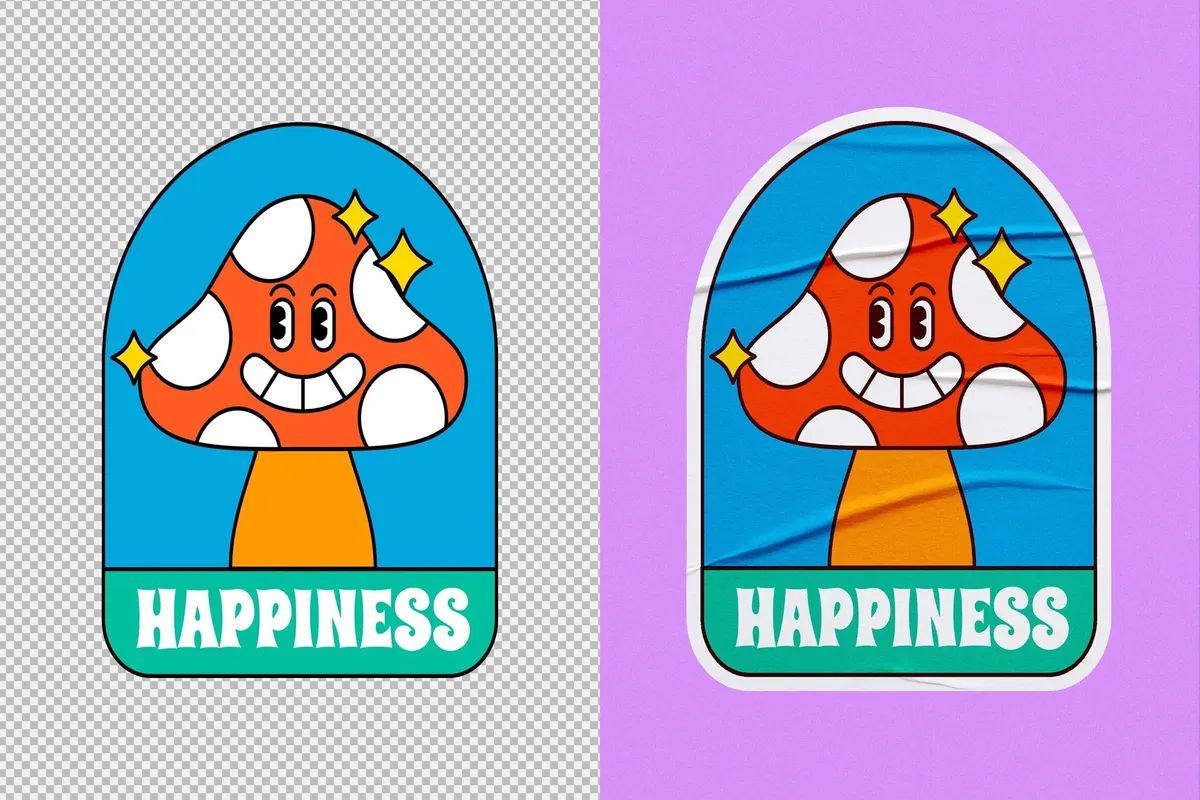 Crumpled Sticker Mockup