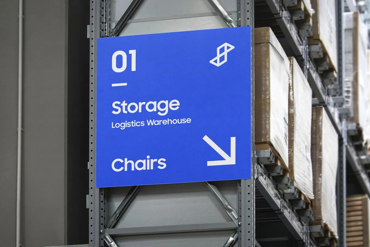 Warehouse Wayfinding Sign Mockup
