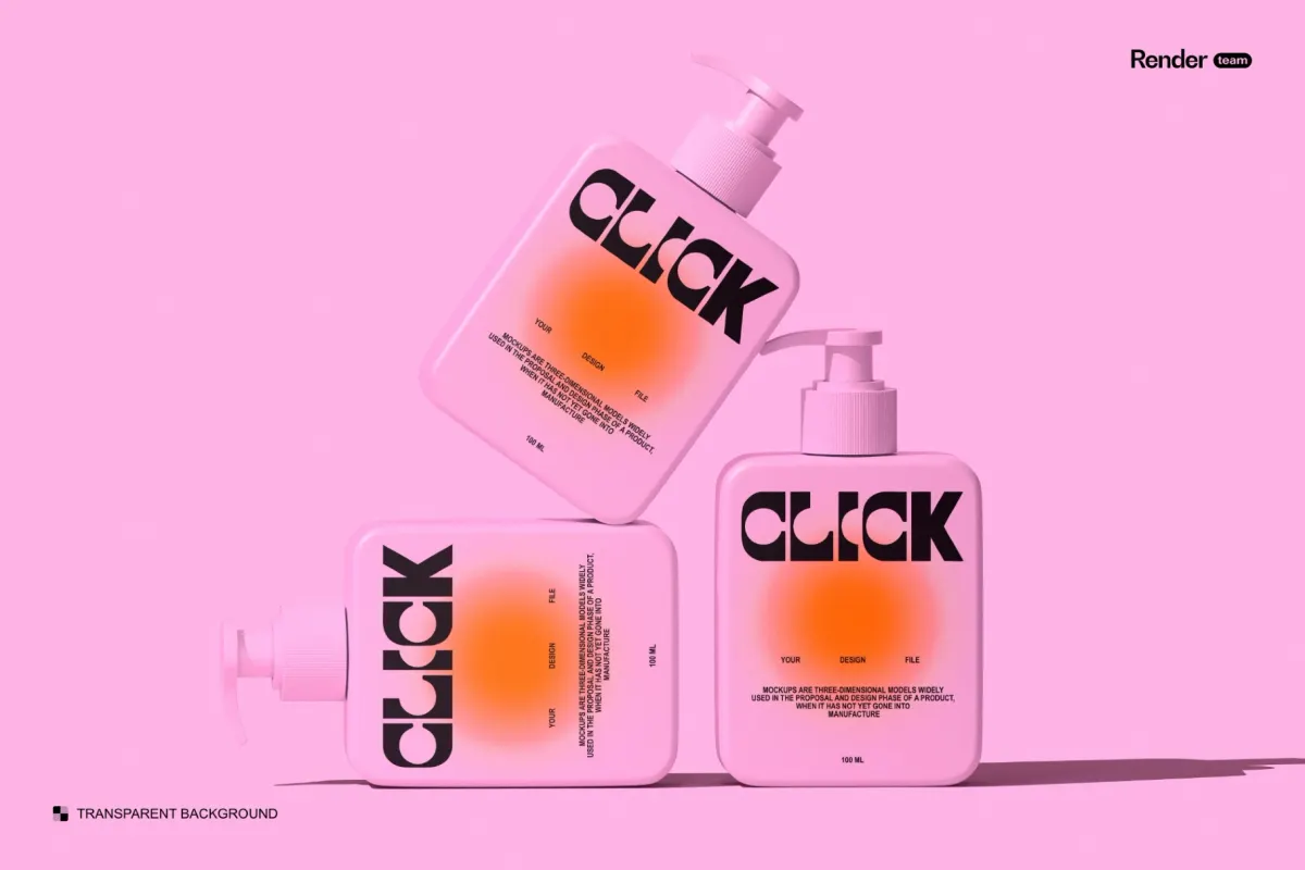Pump Bottle Mockup Set with AR