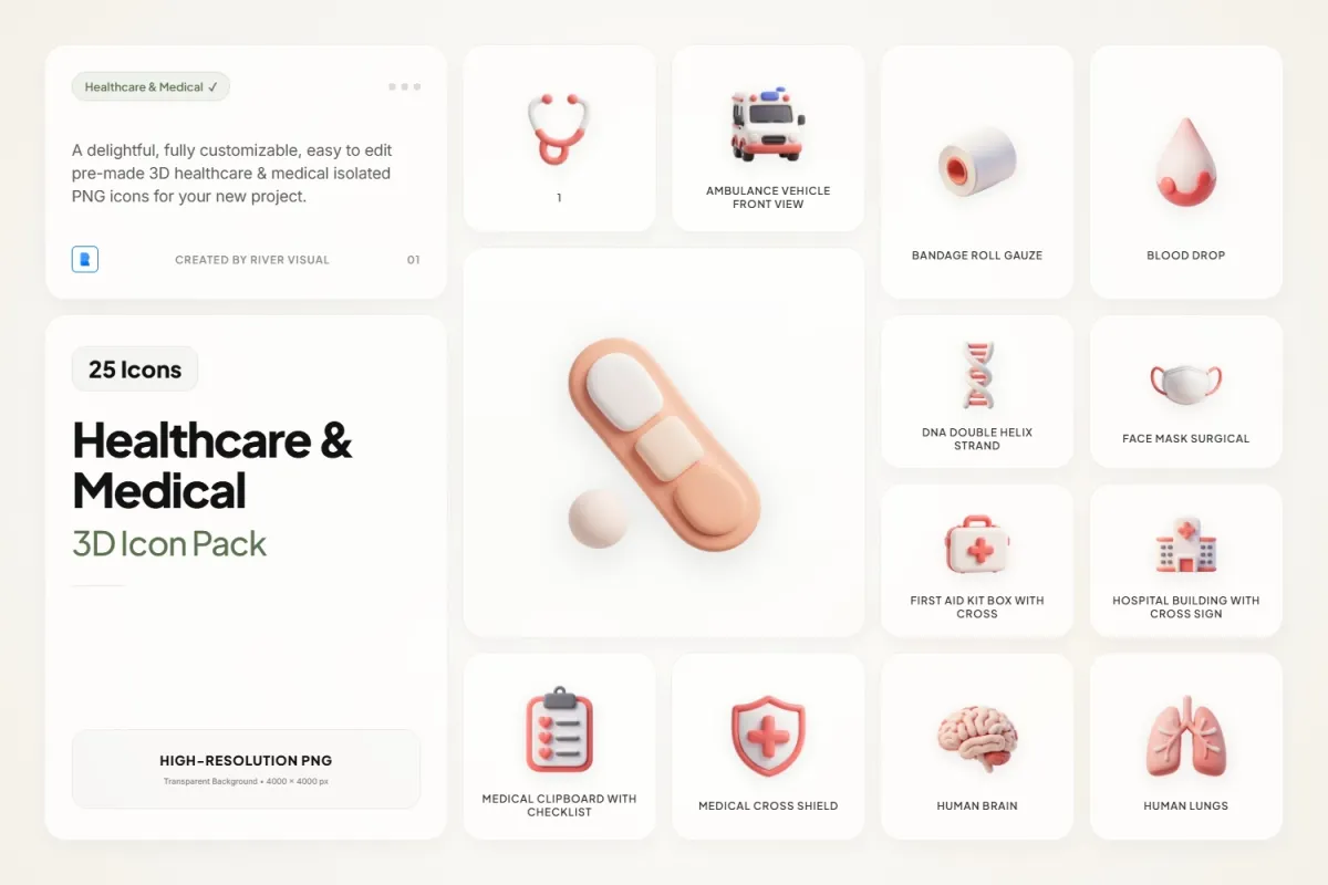Health & Medical Claymorphic 3D Icons