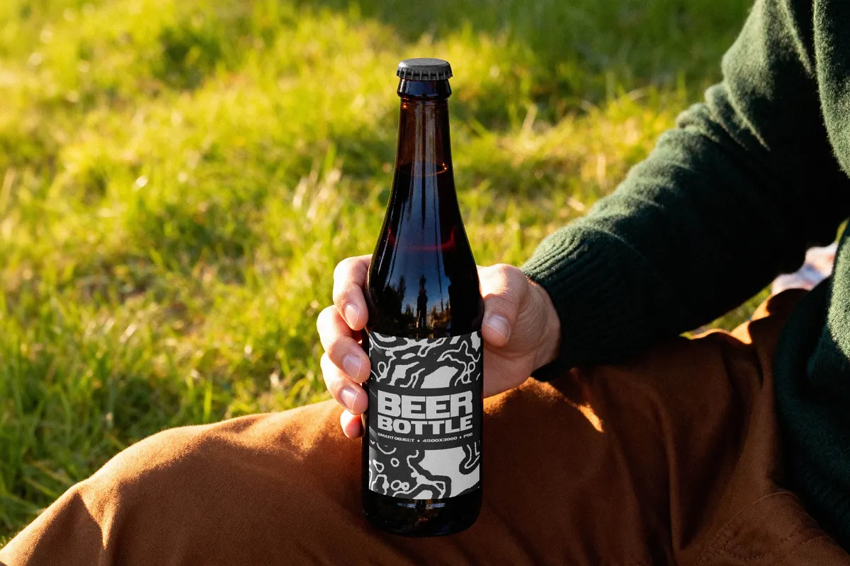 Beer Bottle Mockup in Hand