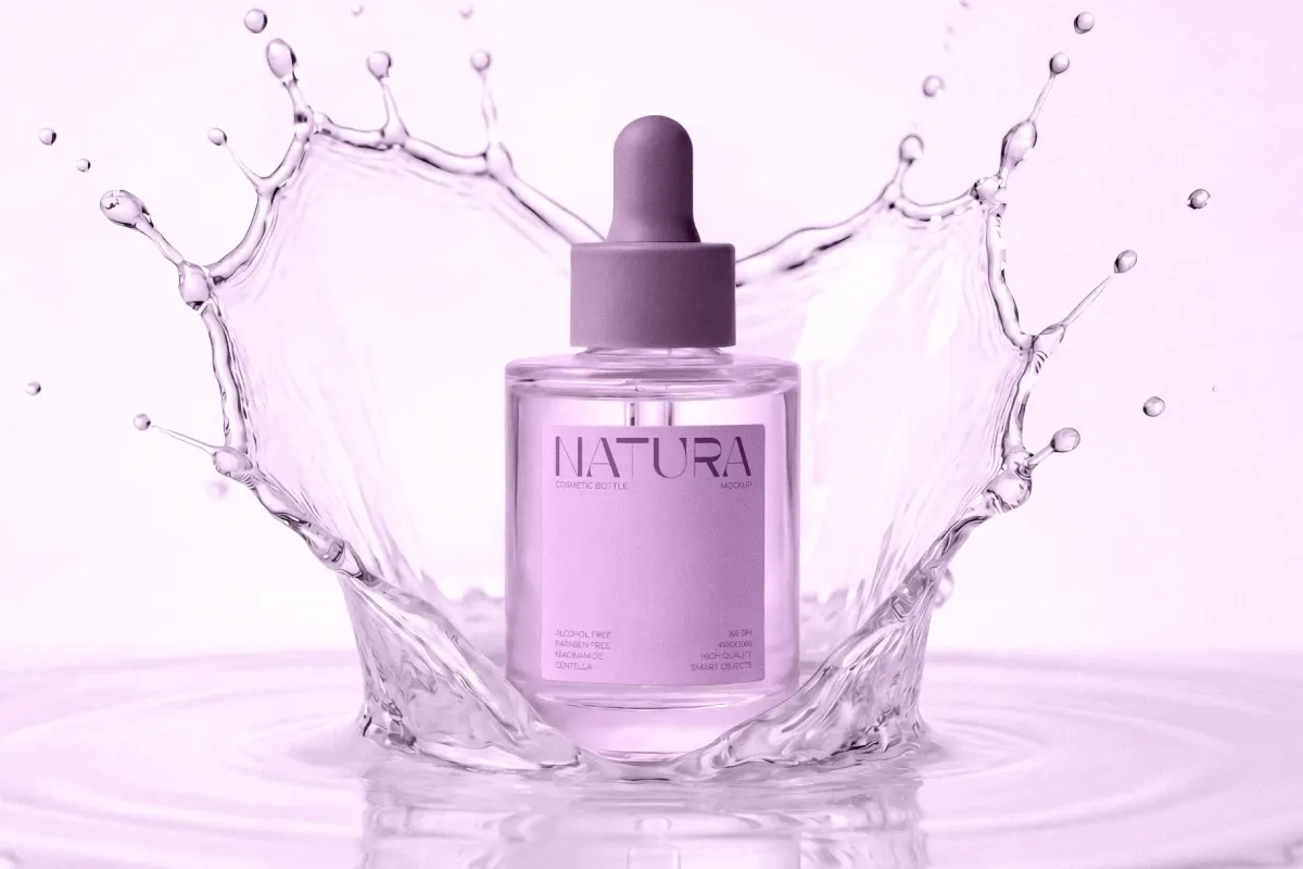 Cosmetic Bottle Mockup With Water Splashes