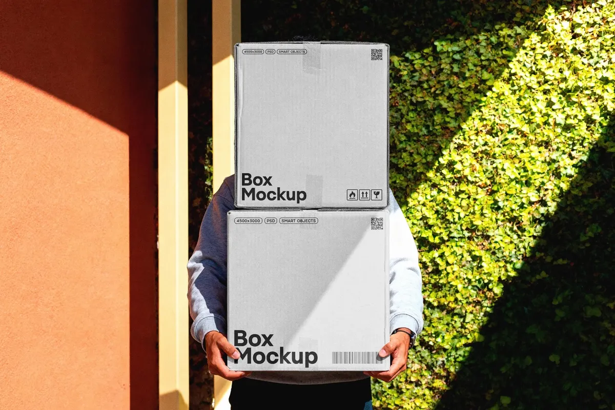 Cardboard Delivery Boxes Mockup in Hands