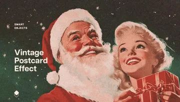 Vintage Christmas Postcard Effect