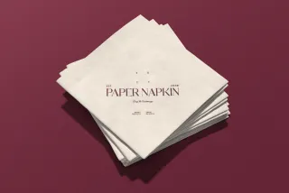 Square Paper Napkin Mockup