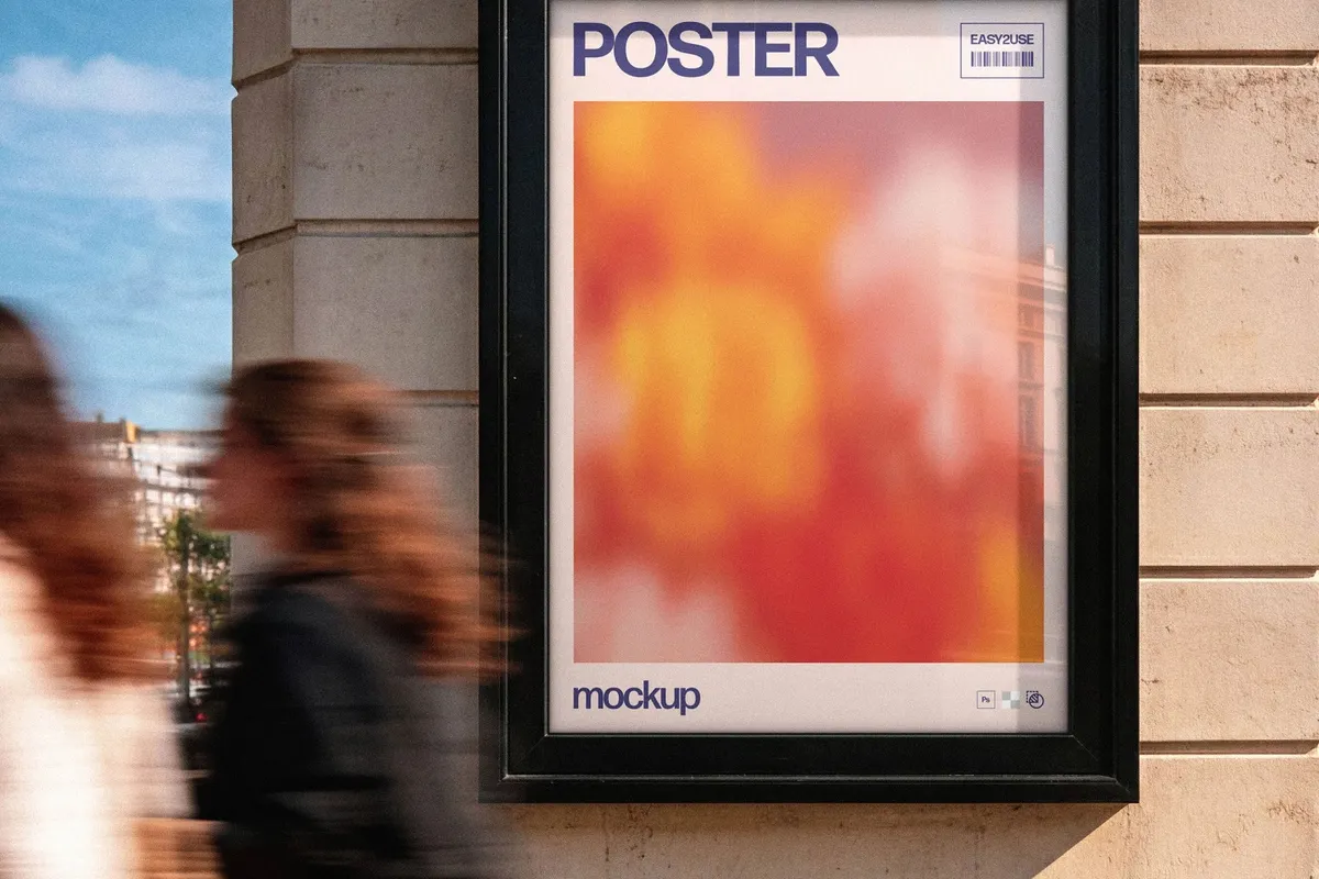 Framed Outdoor Poster Mockup
