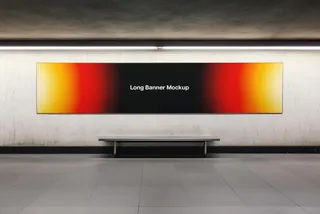 Long Wall Banner Mockup