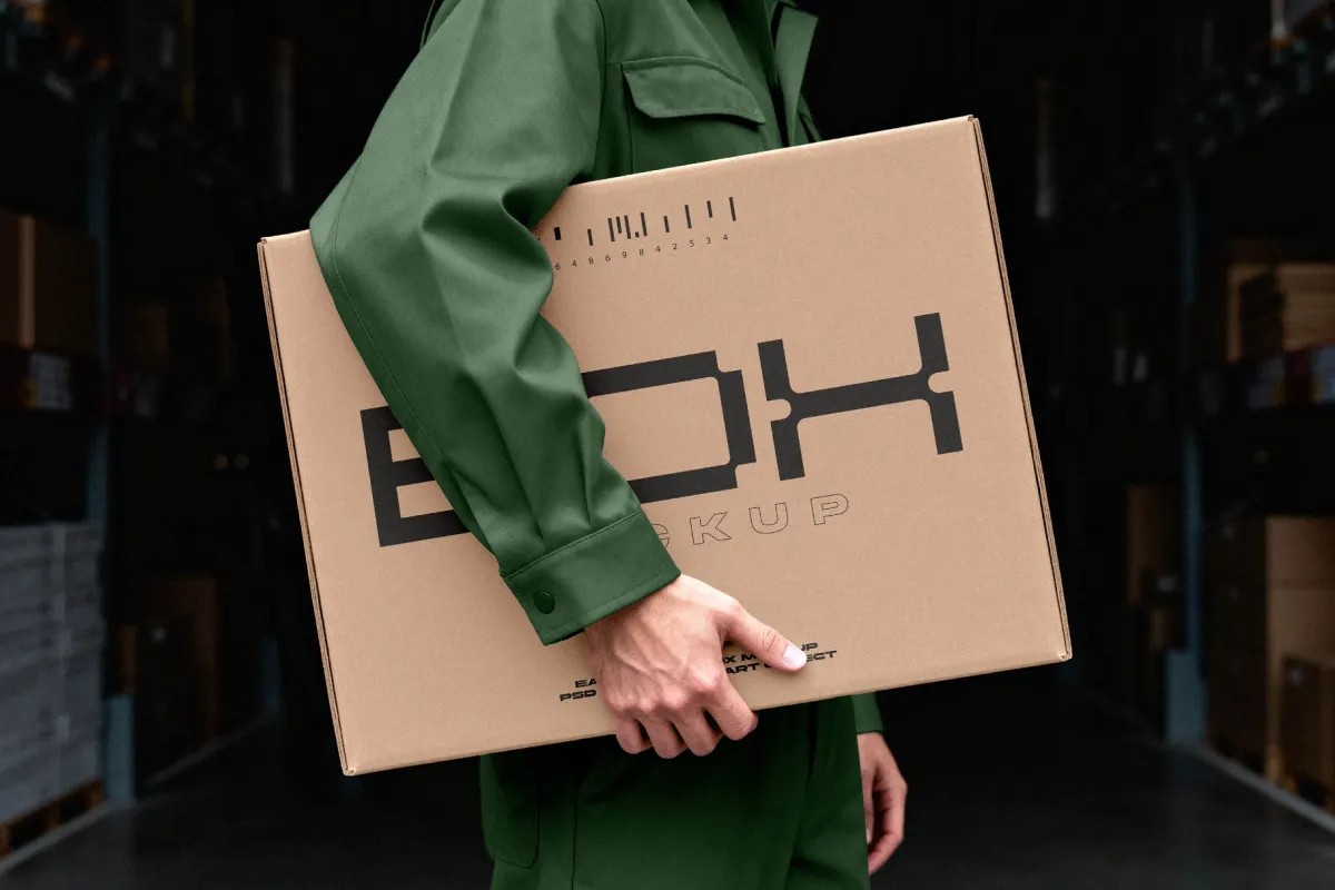 Large Shipping Box Mockup
