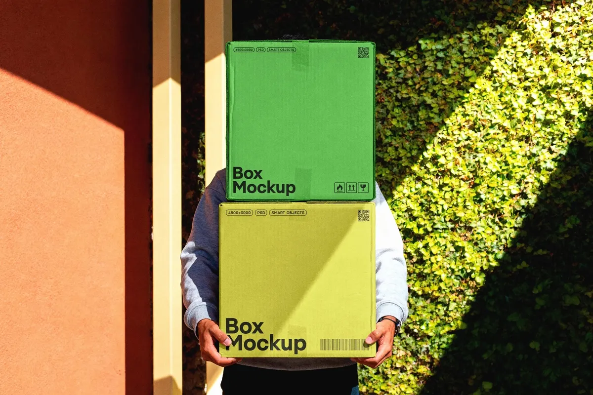 Cardboard Delivery Boxes Mockup in Hands