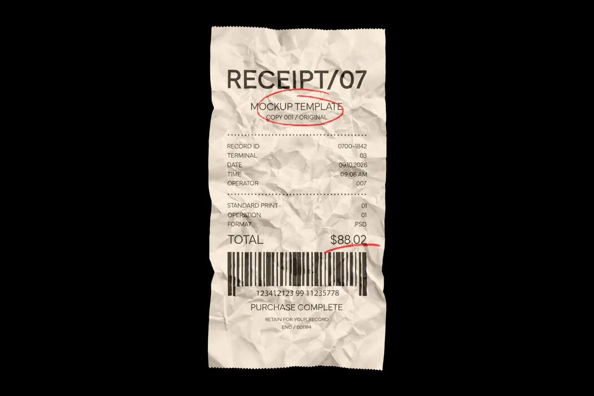 Thermal Paper Receipt Mockup