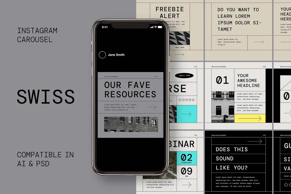 Swiss Modernism Instagram Templates