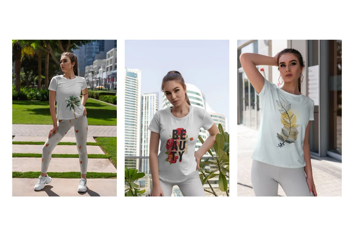 Women T-Shirt Mockup Set