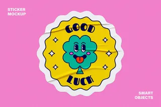 Crumpled Sticker Mockup