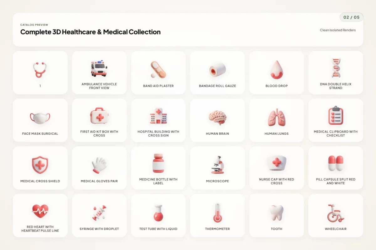Health & Medical Claymorphic 3D Icons