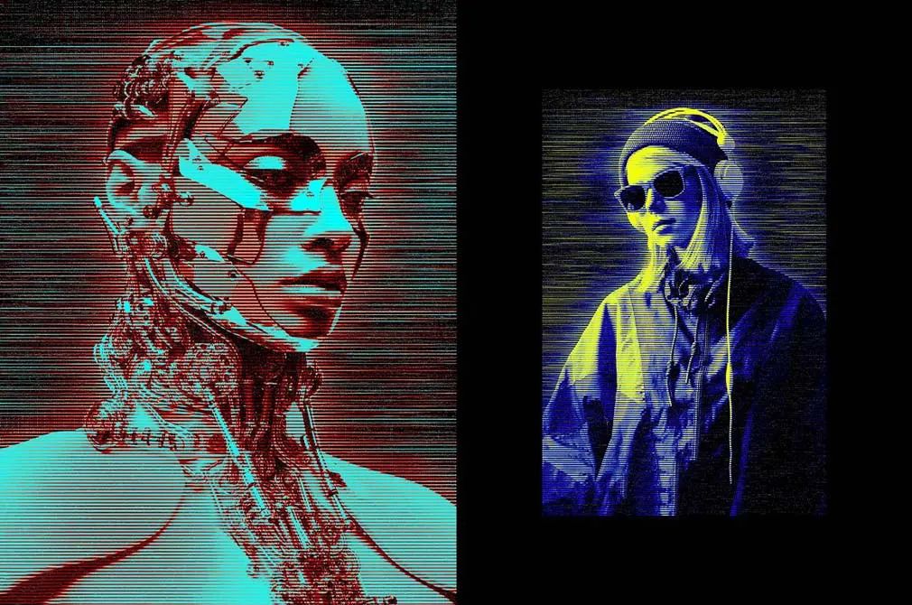 Cyber Hologram Photo Effect