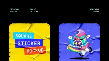 Glued & Worn Rectangle Sticker Mockup