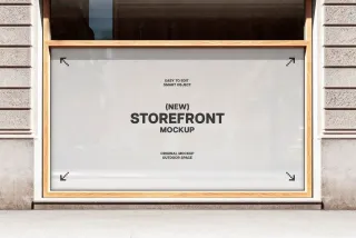 Storefront Mockup with Wooden Frame