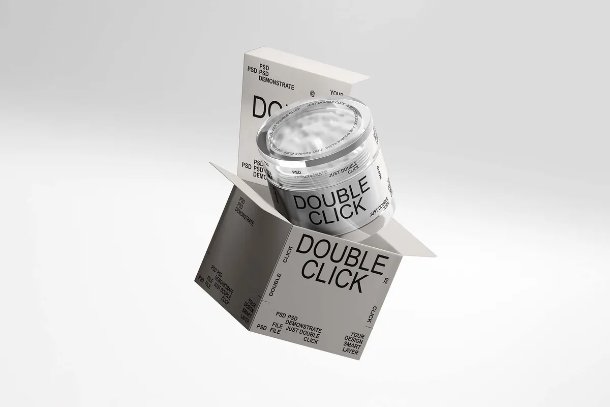 Cosmetic Jar and Box Mockup