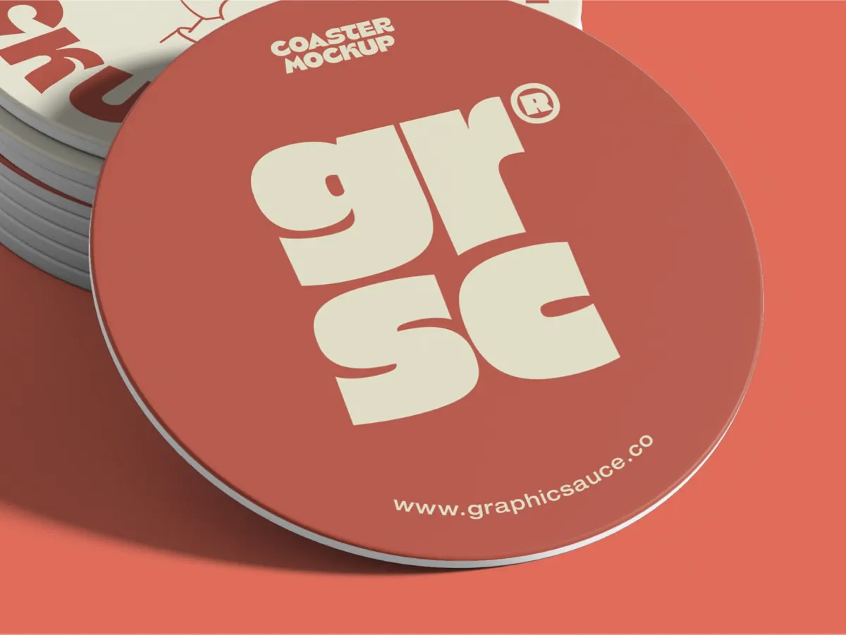 Round Coaster Mockup Half Side View