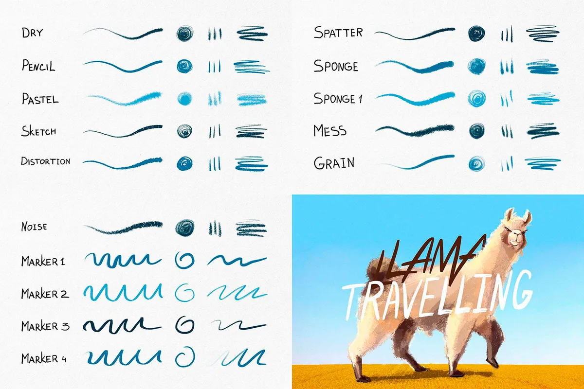 18 in 1 Procreate Brushes Bundle