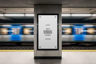 Vertical Subway Digital Signage Mockup