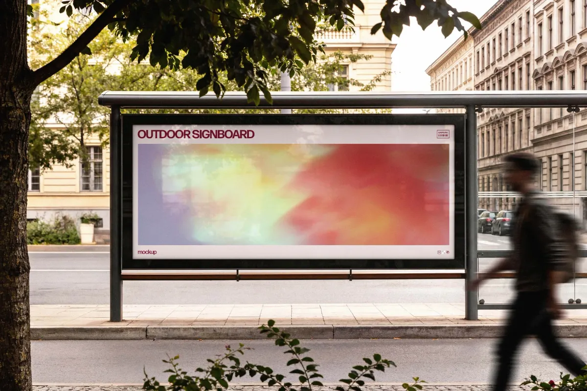 Horizontal Bus Stop Signboard Mockup