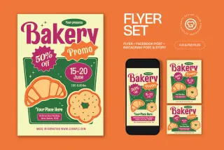 Pink And Geen Bakery Promo Flyer