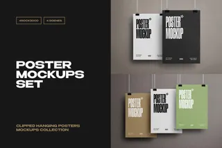 Clipped Poster Mockups Set