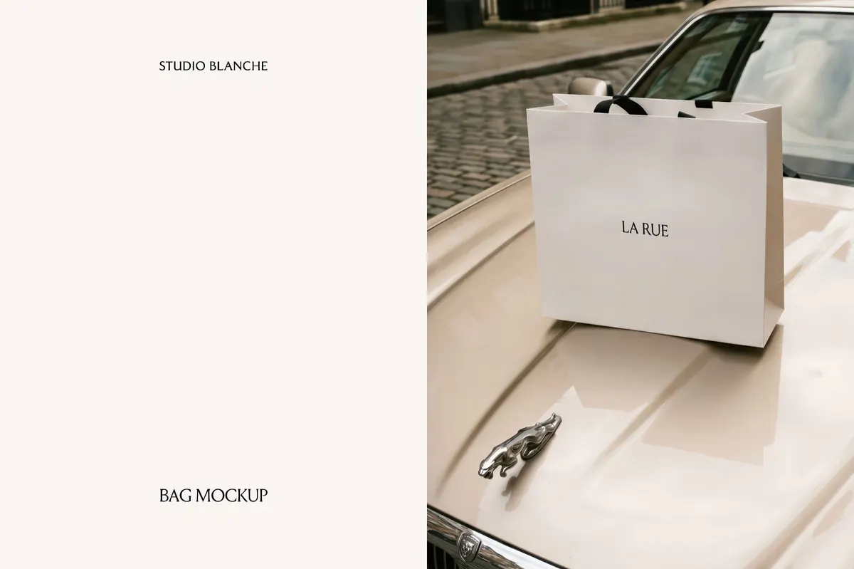 Premium Bag Mockup on Jaguar Hood