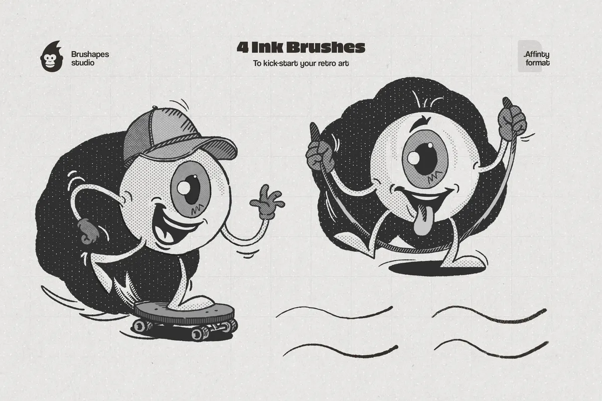Retro Halftone Affinity Designer Brushes