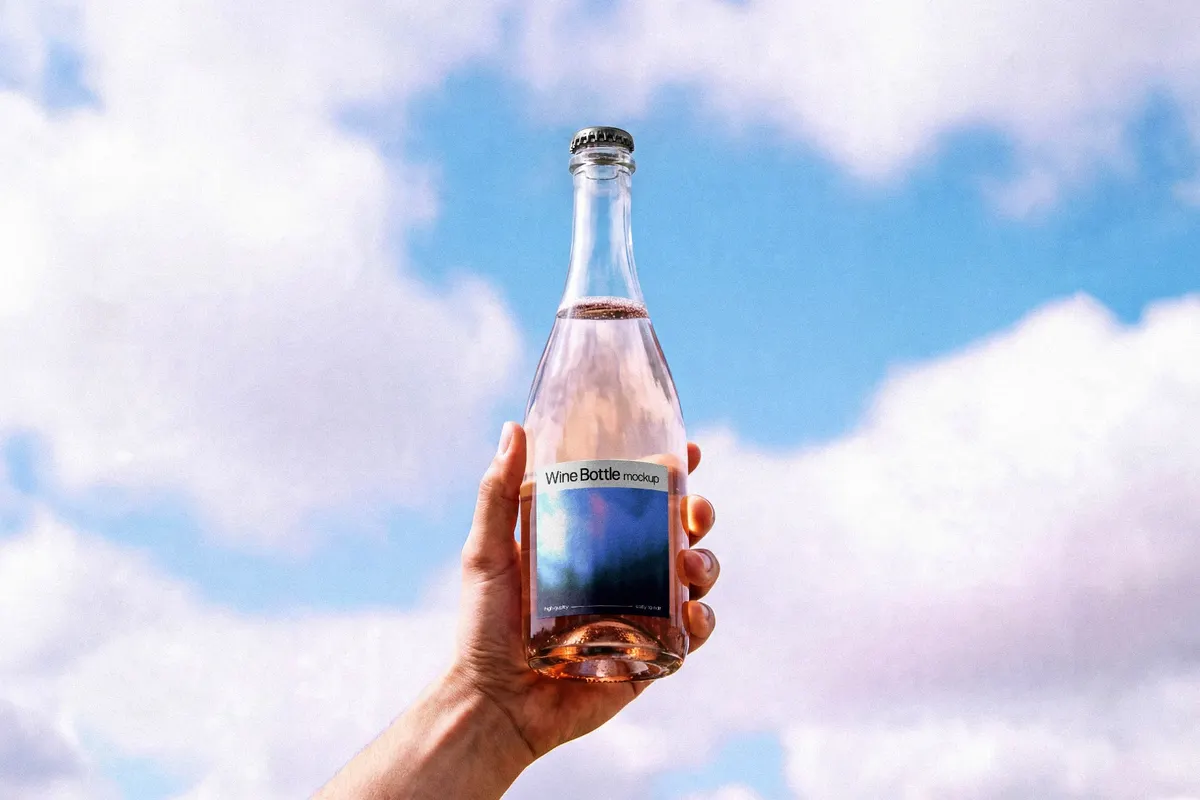 Rosé Wine Bottle Mockup