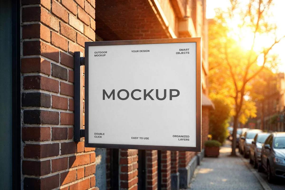Square Street Sign Mockup
