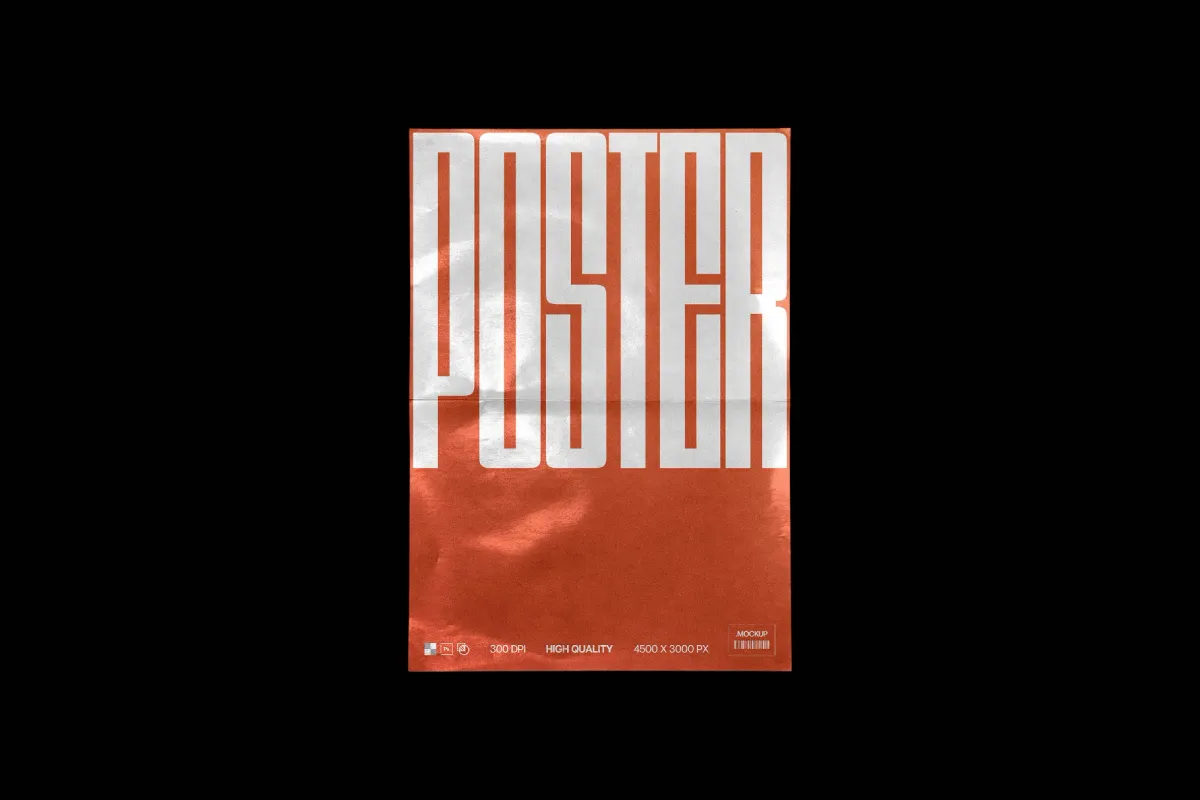 Glued Poster Mockup on Concrete Wall