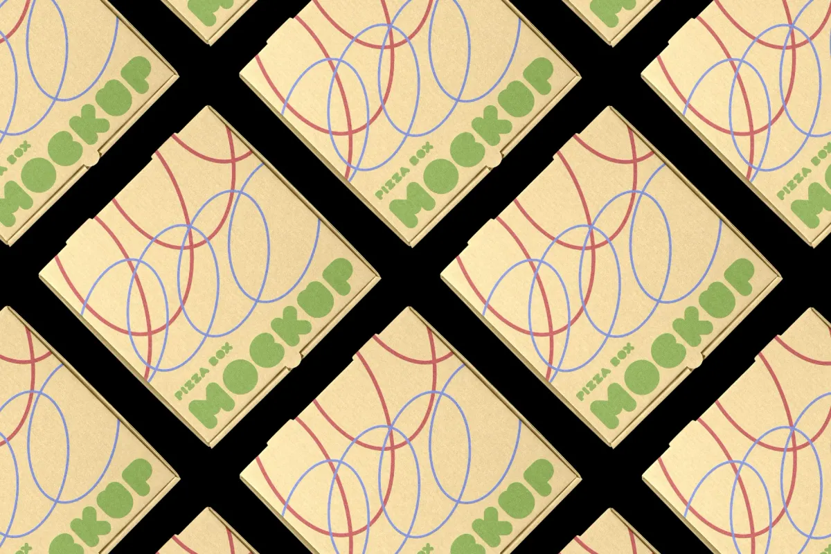 Pizza Box Mockup Diagonal Layout