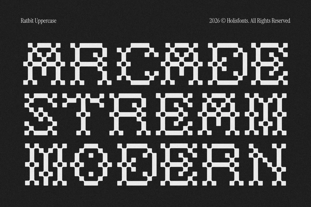 Ratbit - Pixel Display Font with Outline Style